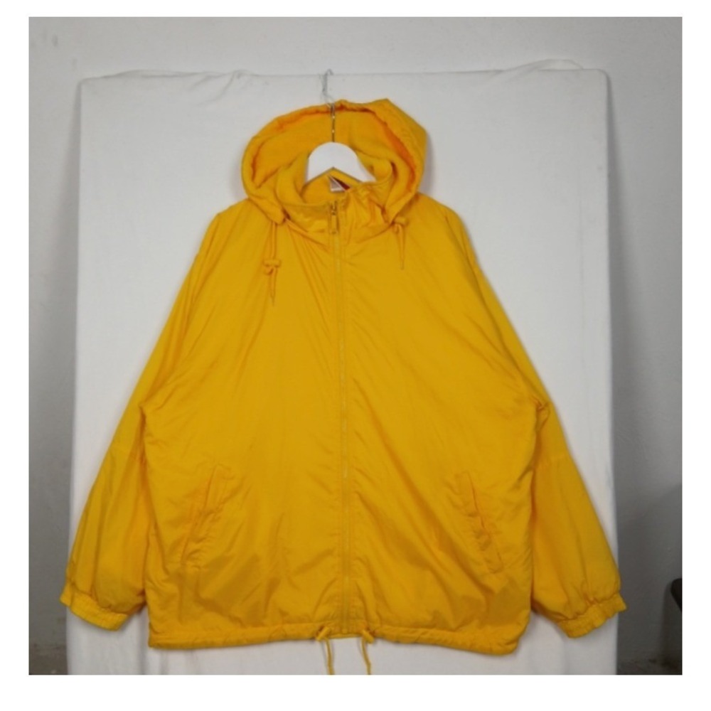 Vintage VOS Pittsburgh Steelers Hooded Windbreaker Jacket Yellow XL Fleece Lined